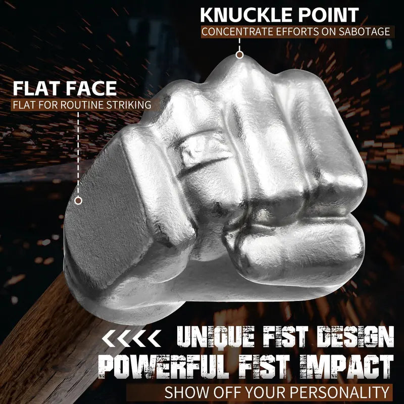 Purple Dragon Fist Hammer, Stainless Steel Hand Tool with Wooden Grip, Unique Gift for Men