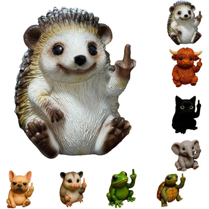 Funny Mini Middle Finger Animal Statue, Cute Desktop & Car Gag Decor