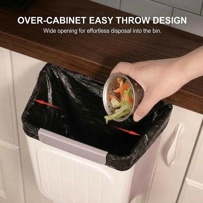 🗑️ Hanging Kitchen Trash Can, Space-Saving Cabinet Door Waste Bin for Food Scraps & Small Spaces