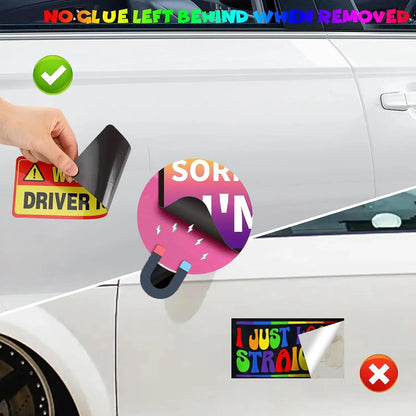 Funny Pride Rainbow Car Magnet, Reusable LGBTQ+ Bumper Magnet, 7.8 x 3.1 in, Cute Car, Truck & Fridge Decoration