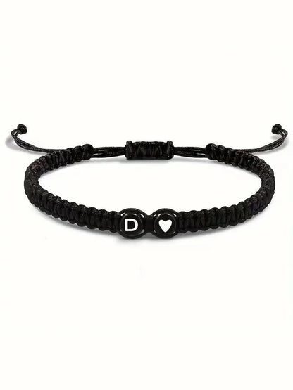 Letter & Heart Braided Bracelet – Adjustable Unisex Bracelet