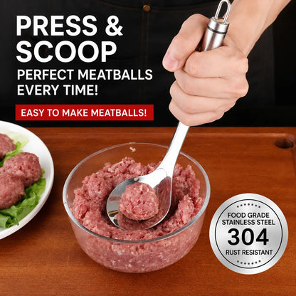 Stainless Steel Meatball Maker Spoon, Easy Squeeze Mold for Mess-Free Cooking