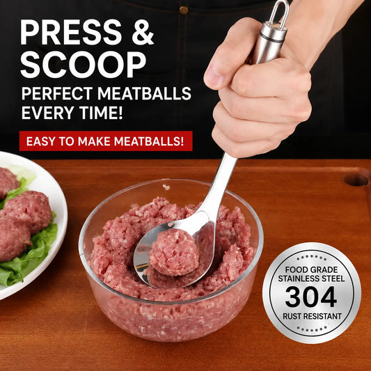 Stainless Steel Meatball Maker Spoon, Easy Squeeze Mold for Mess-Free Cooking