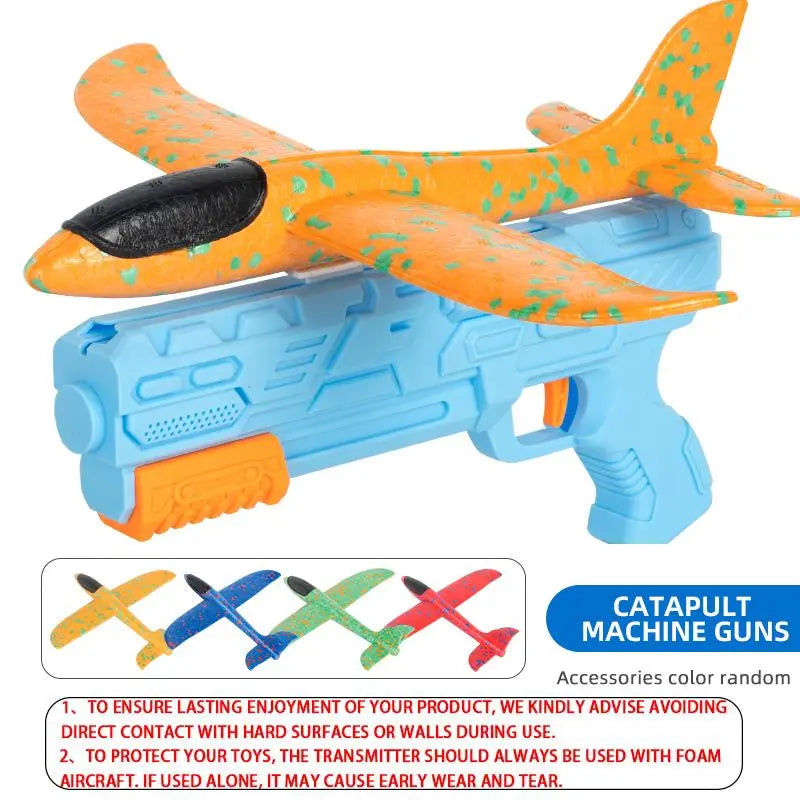 Foam Aircraft Toy with Launcher, 1 Set Outdoor Interactive Airplane Toy, Party Lawn Toy and Birthday Gift for Boys and Girls