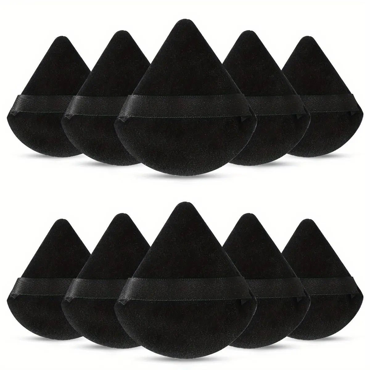 10-Pack Reusable Triangle Powder Puffs, Soft Plush Makeup Sponges for Face Powder