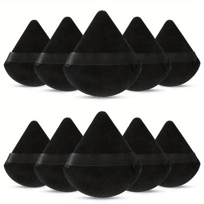 10-Pack Reusable Triangle Powder Puffs, Soft Plush Makeup Sponges for Face Powder