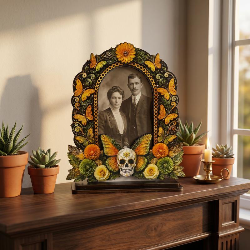 💀🌼 Day of the Dead Wooden Photo Frame, Mexican Altar Tabletop Decor with Multiple Designs ✨