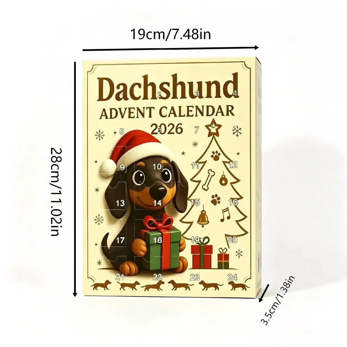 Christmas 24‑Day Countdown Surprise Box, Hanging Puppy Ornaments for Holiday Decor