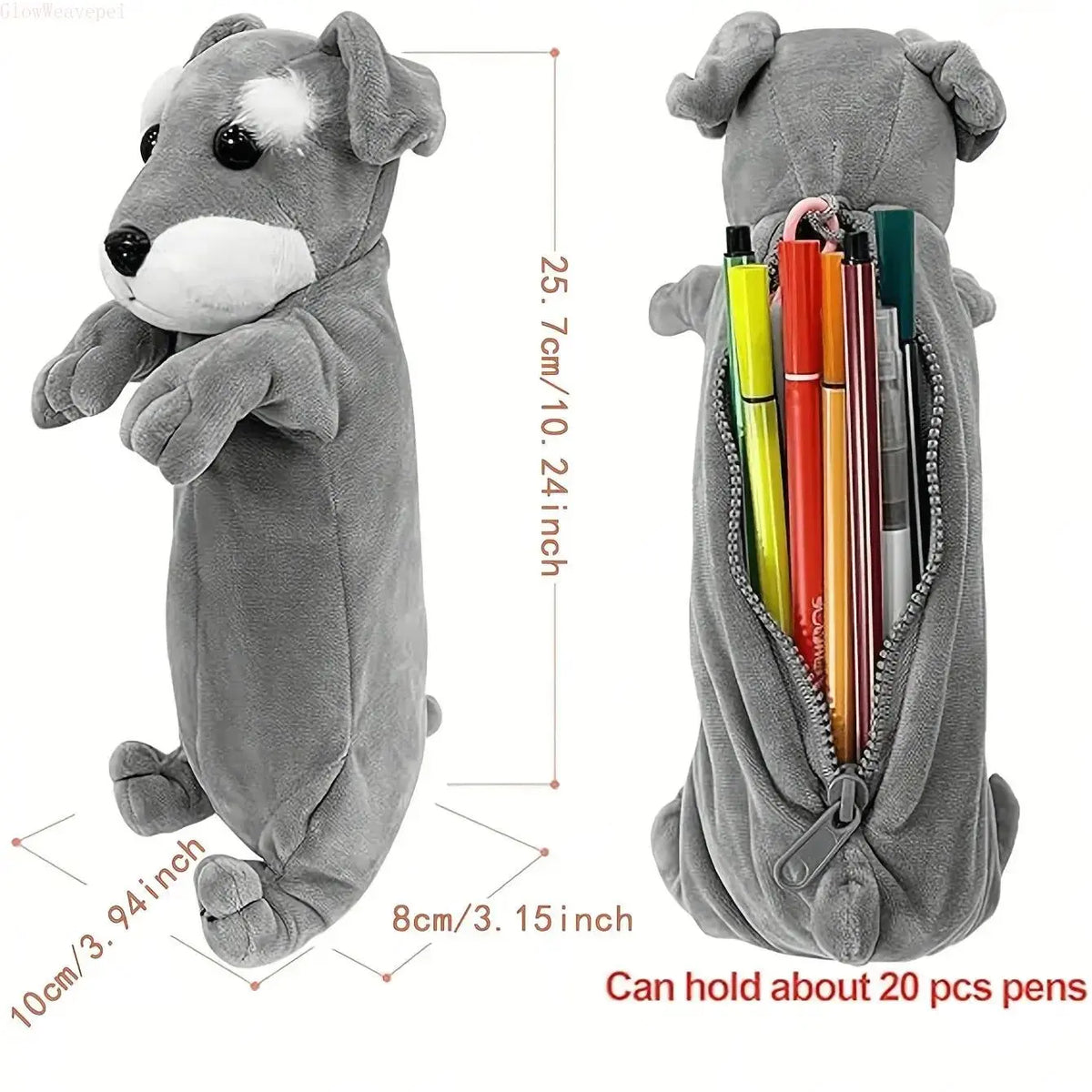 Cute Dachshund Plush Pencil Bag, Large Capacity Dog Pen Holder, Aesthetic School & Desk Organizer