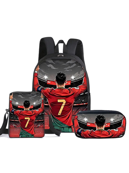 Football Star Backpack, Shoulder Bag & Pencil Case Set