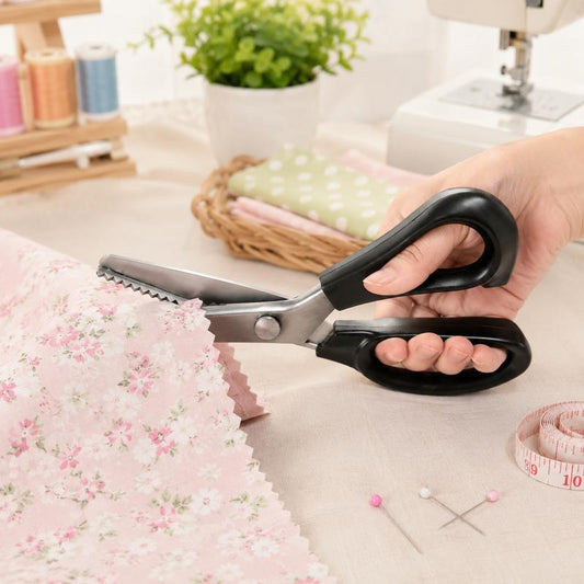 Stainless Steel Zig Zag Pinking Shears, Sharp Serrated Sewing Scissors for DIY Crafts & Dressmaking