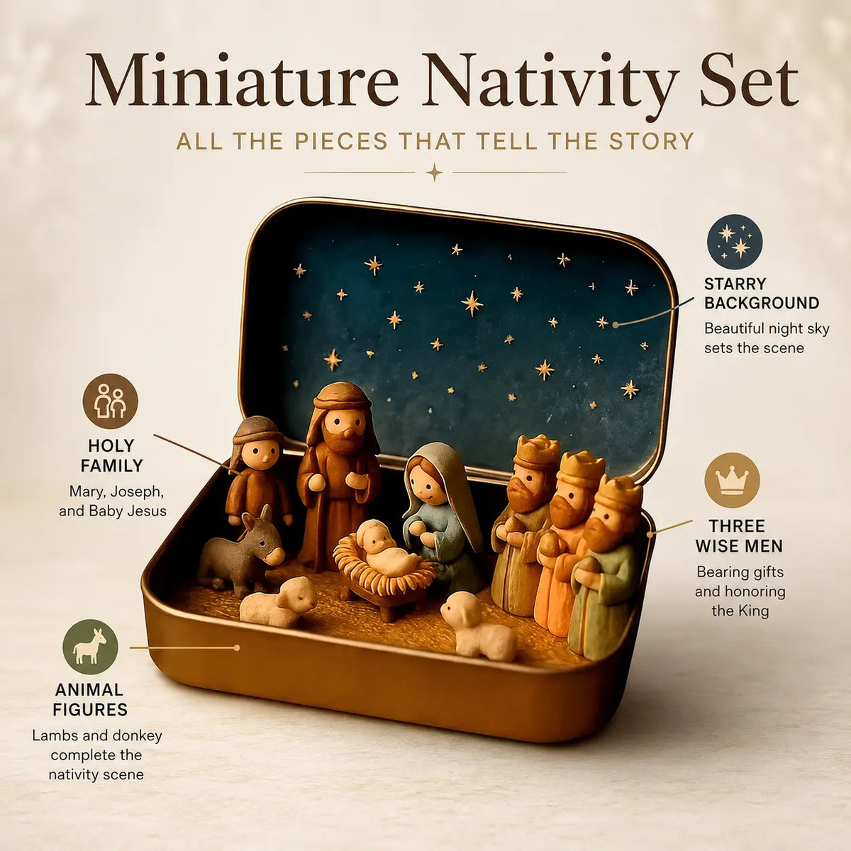Mini Nativity Scene Set with Storage Box 🎄✝️ Hand-Painted Christmas Figurines, Portable Holiday Decor & Gift 🎁✨