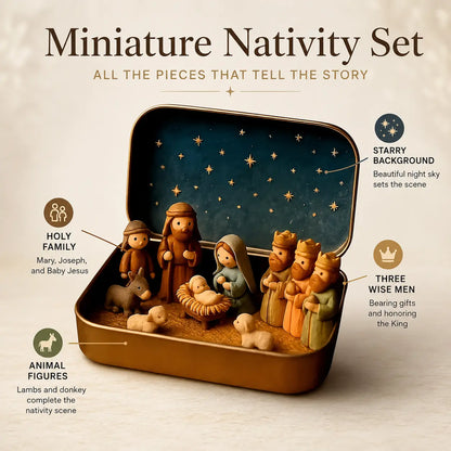 Mini Nativity Scene Set with Storage Box 🎄✝️ Hand-Painted Christmas Figurines, Portable Holiday Decor & Gift 🎁✨
