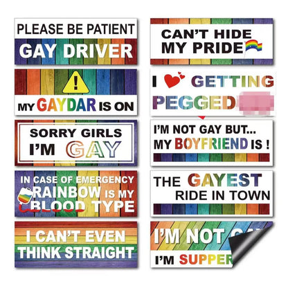 Funny Pride Rainbow Car Magnet, Reusable LGBTQ+ Bumper Magnet, 7.8 x 3.1 in, Cute Car, Truck & Fridge Decoration