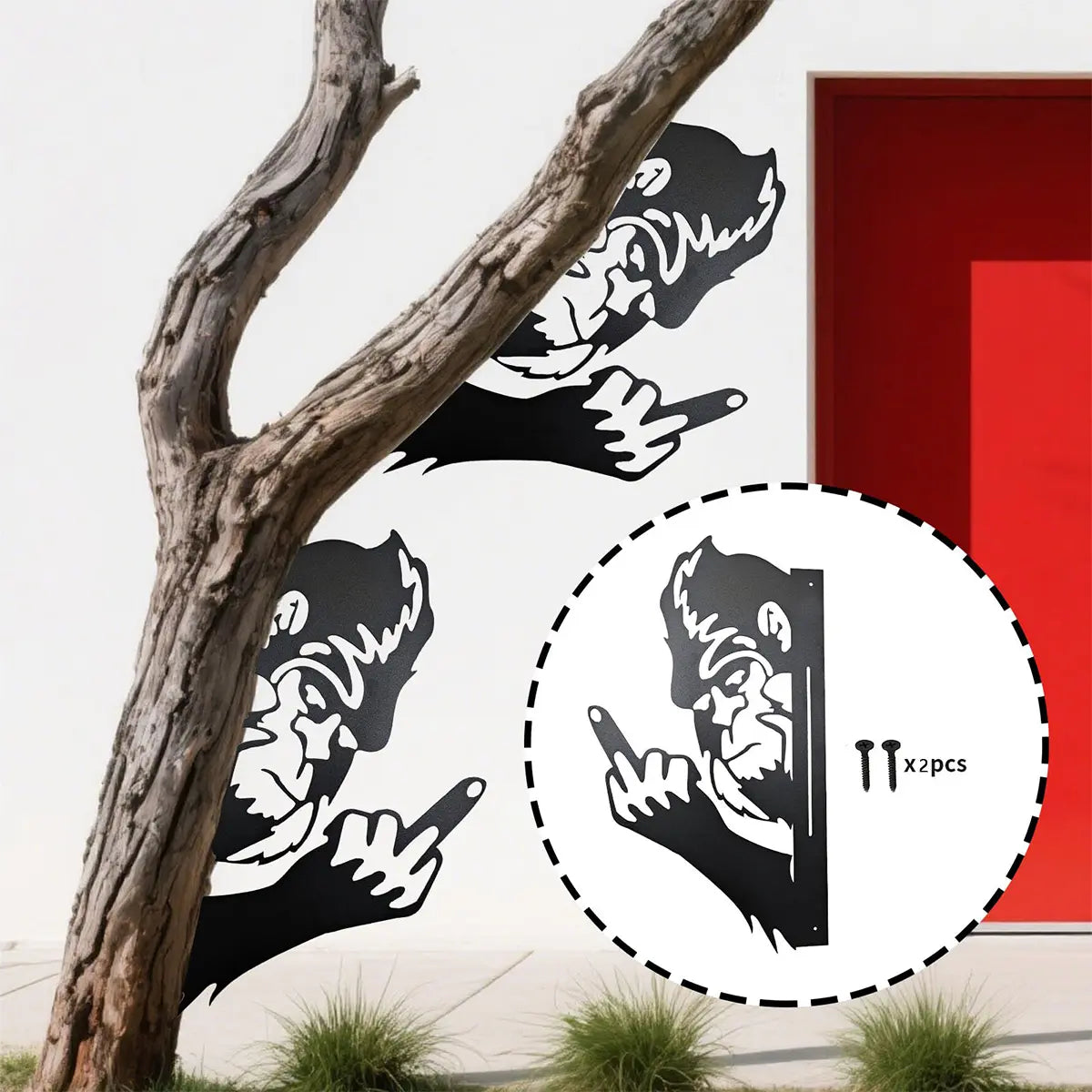 Weatherproof Iron Sasquatch Metal Sign, Funny Middle Finger Yard & Tree Decor, Farmhouse Gift