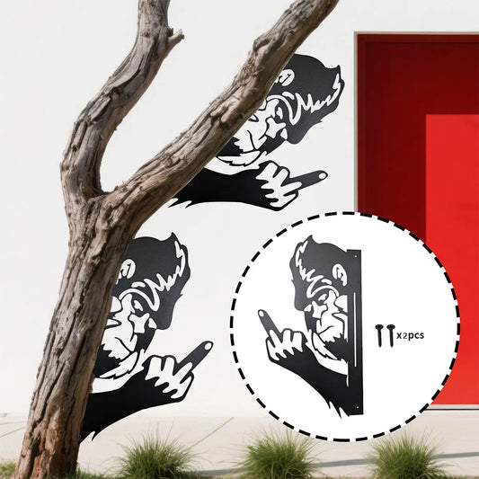 Weatherproof Iron Sasquatch Metal Sign, Funny Middle Finger Yard & Tree Decor, Farmhouse Gift