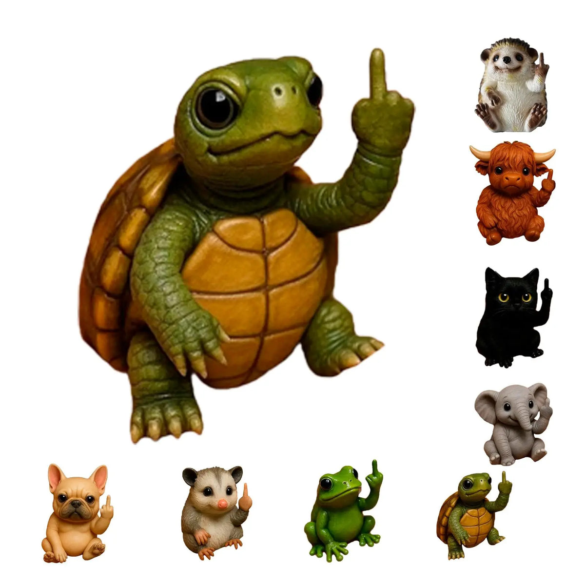 Funny Mini Middle Finger Animal Statue, Cute Desktop & Car Gag Decor