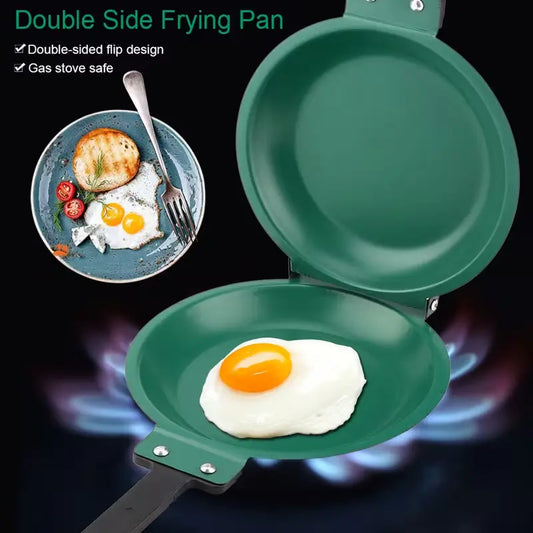 Double-Sided Nonstick Skillet for Pancakes, Omelets & Bacon, Great for Kitchen or Outdoor Cooking