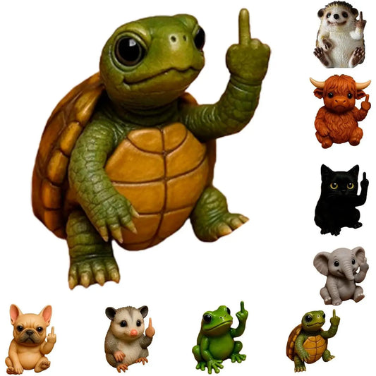 Funny Mini Middle Finger Animal Statue, Cute Desktop & Car Gag Decor