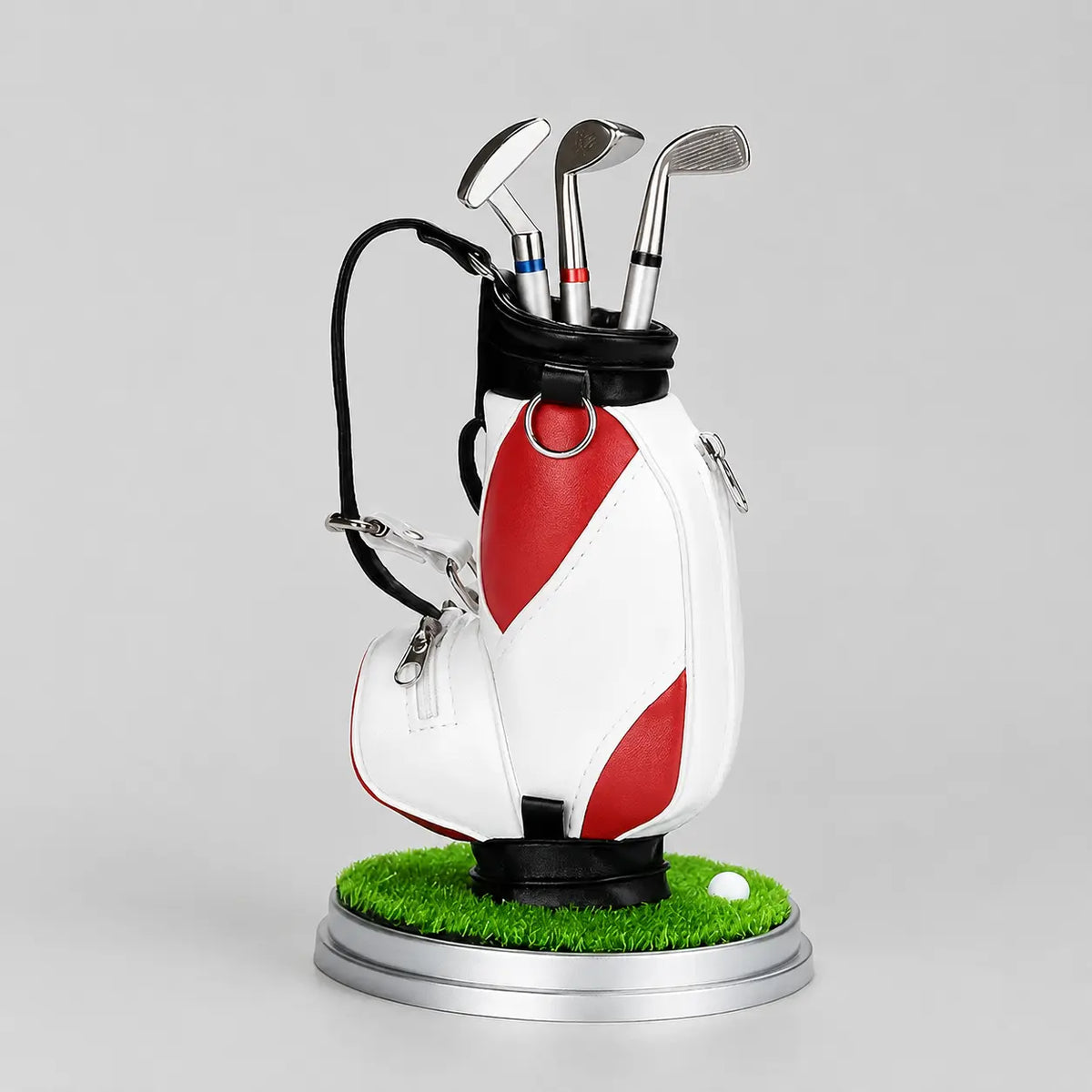 Golf Bag Pen Holder Set with 3 Golf Club Pens – Creative Desktop Organizer & Gift for Golf Lovers