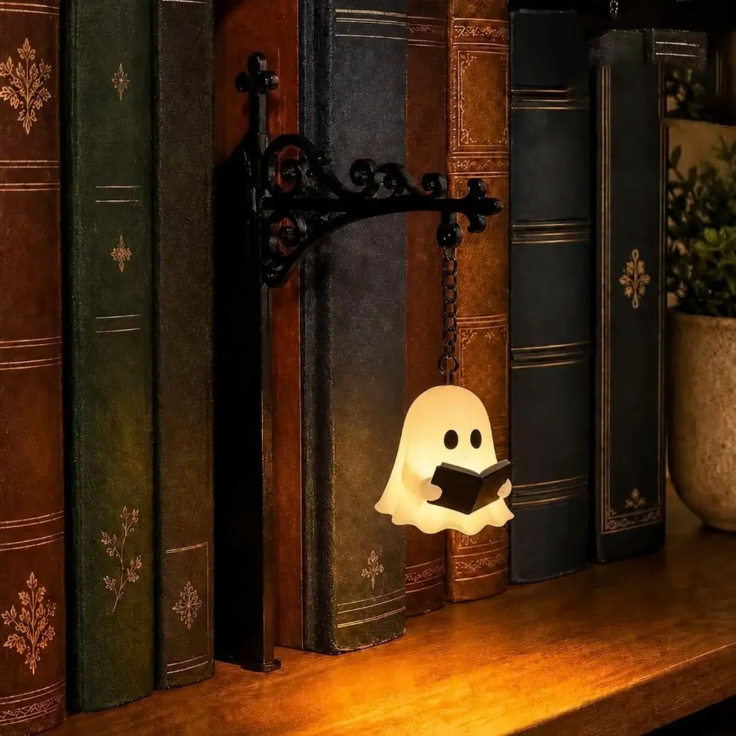 Warm White LED Bookshelf Lantern, Cozy Hanging Reading Light for Home Decor
