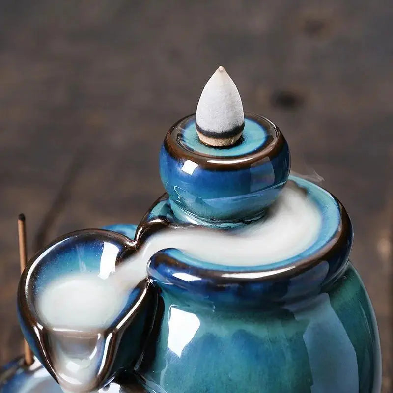 Ceramic Backflow Incense Burner – Creative Aromatherapy Holder for Home Decor