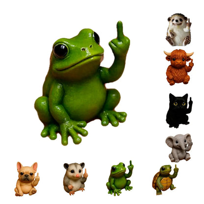 Funny Mini Middle Finger Animal Statue, Cute Desktop & Car Gag Decor