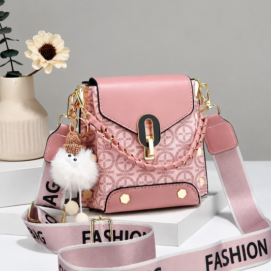 🖤👜 Women’s Cute Checkered Mini Crossbody Bag, Nylon Purse with Pom Pom Charm & Adjustable Strap ✨🎒