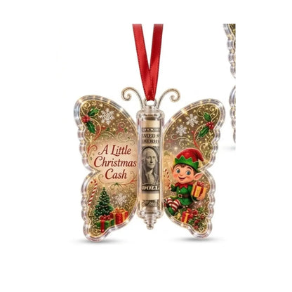 Christmas Cash Gift Ornament, Butterfly Money Holder with Clear Acrylic Display, 5PCS Set