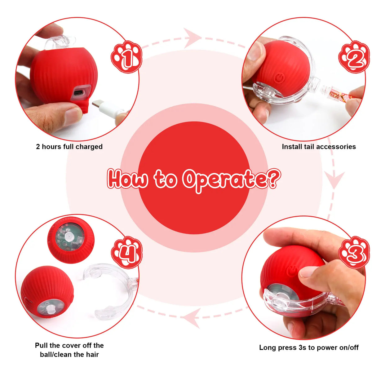 Interactive Rolling Pet Ball Toy, USB Rechargeable with Motion Activation, Bird Sounds & Lights