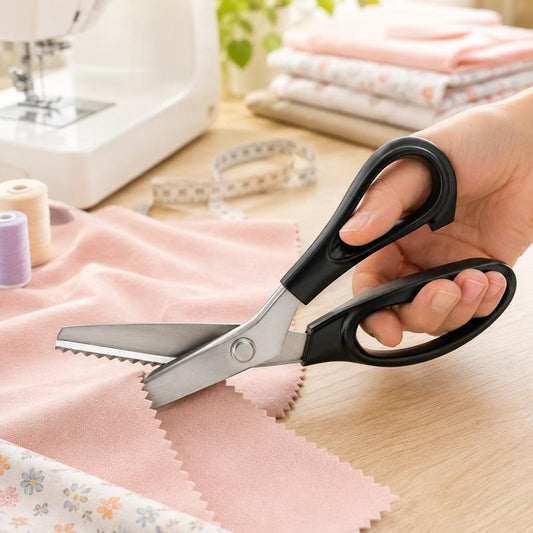 Stainless Steel Zig Zag Pinking Shears, Sharp Serrated Sewing Scissors for DIY Crafts & Dressmaking