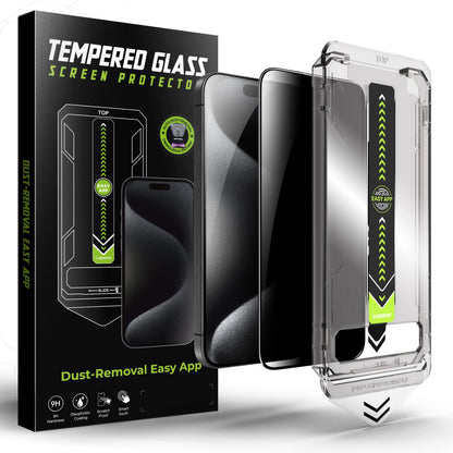 Anti-Fingerprint Privacy Screen Protector for iPhone 17/16/13, 9H Tempered Glass, Full Coverage & Easy Install