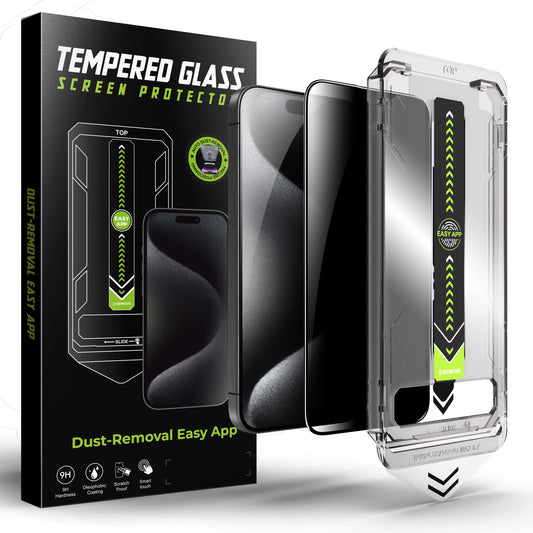 Anti-Fingerprint Privacy Screen Protector for iPhone 17/16/13, 9H Tempered Glass, Full Coverage & Easy Install