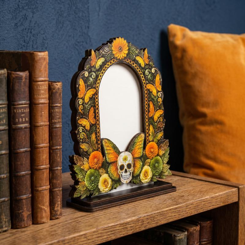 💀🌼 Day of the Dead Wooden Photo Frame, Mexican Altar Tabletop Decor with Multiple Designs ✨