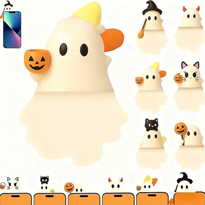 3D Halloween Phone Charms, 6-Pack Spooky Ghost, Pumpkin & Bat Decorations