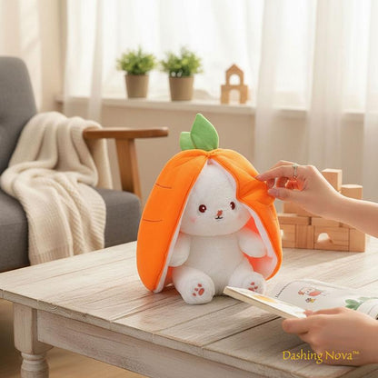 DASHING NOVA Reversible Strawberry Bunny Plush Toy, Soft Kawaii Transforming Hide-and-Seek Cuddly Stuffed Animal, Plushies for Birthday Gifts
