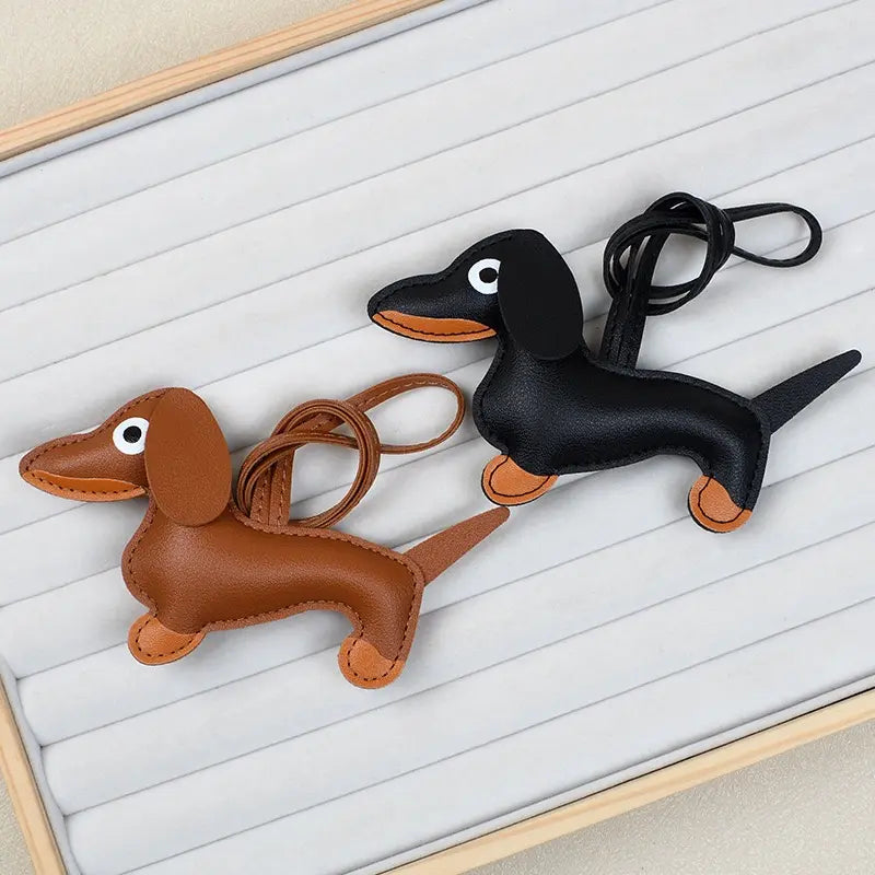 Cute Dachshund Keychain & Bag Charm, PU Leather Puppy Pendant, Y2K Accessory for Women & Men
