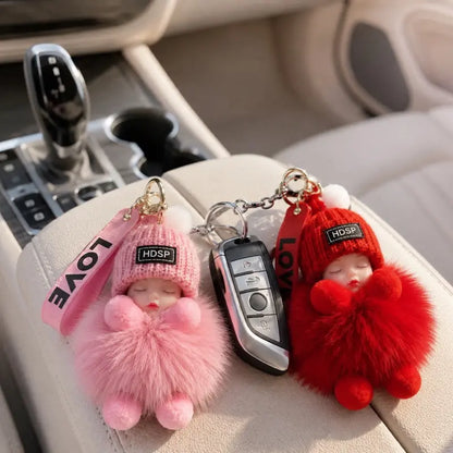 2PCS Handmade Sleeping Baby Doll Keychains – Cute Purse & Bag Charms