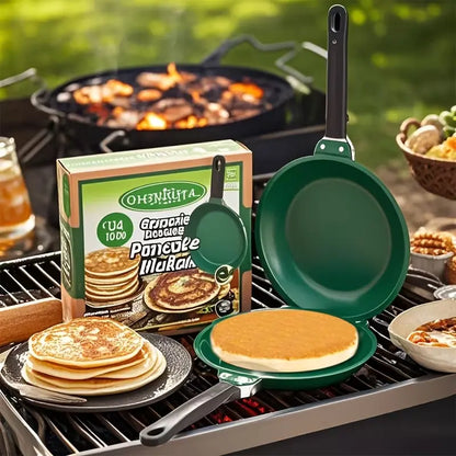 Double-Sided Nonstick Skillet for Pancakes, Omelets & Bacon, Great for Kitchen or Outdoor Cooking