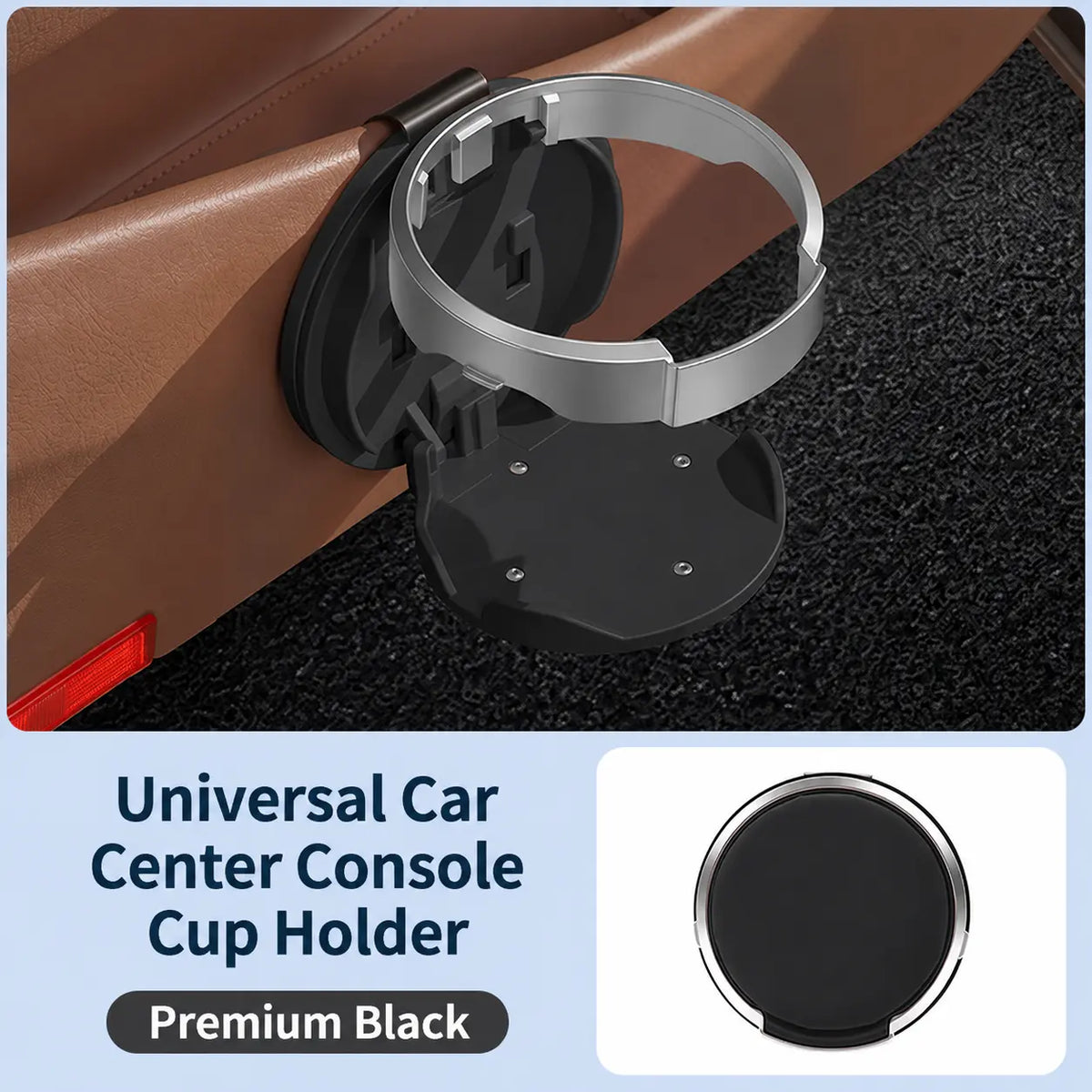 Foldable Car Cup Holder with Hook, Space-Saving Drink Holder for Bottles & Tumblers