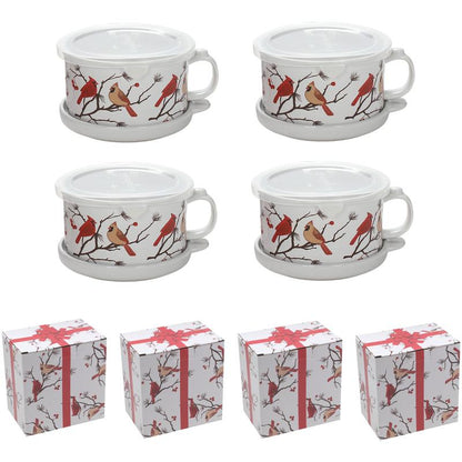 Set of 4 25-oz Halloween Mug Meals with Lids & Gift Boxes, Spooky Seasonal Drinkware & Gift Set