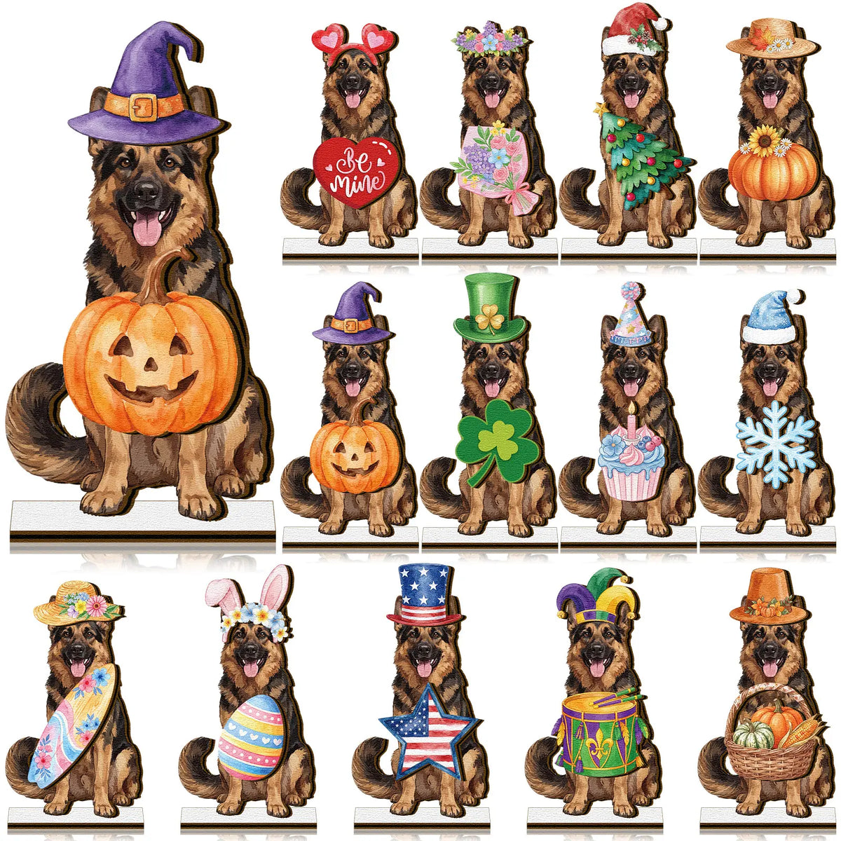 Halloween Golden Retriever Desk Sign with Magnetic Hat, Cute Wooden Decor for Dog Lovers & Pet Families