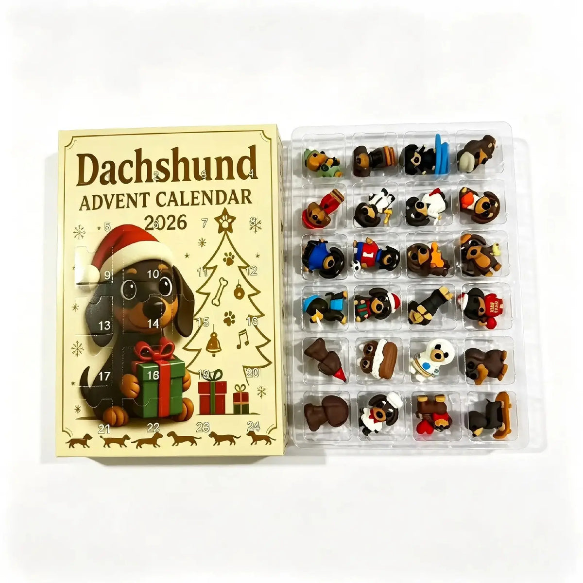 Christmas 24‑Day Countdown Surprise Box, Hanging Puppy Ornaments for Holiday Decor
