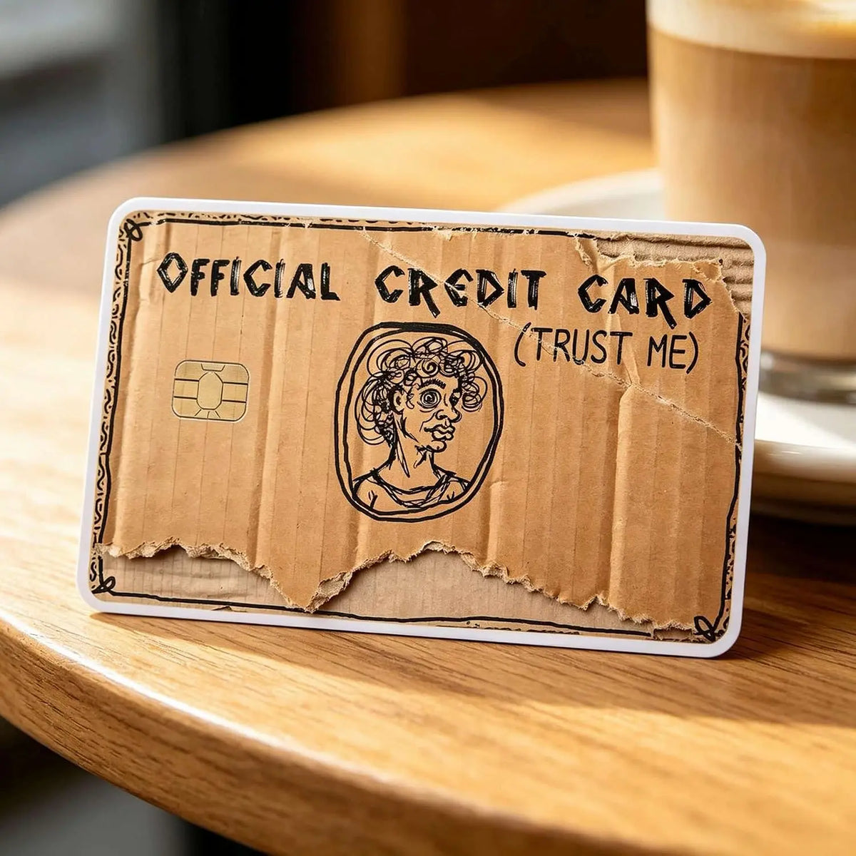 2PCS Funny “Trust Me” Credit Card Stickers, Vintage Brown Debit Card Skins, Flat Print Card Covers