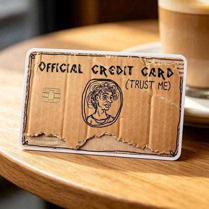 2PCS Funny “Trust Me” Credit Card Stickers, Vintage Brown Debit Card Skins, Flat Print Card Covers