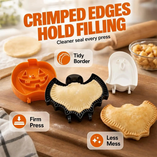 🎃👻 3-Pack Halloween Hand Pie Molds, Pumpkin, Ghost & Bat Press Cutters for Fall Baking 🦇🥧