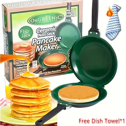 Double-Sided Nonstick Skillet for Pancakes, Omelets & Bacon, Great for Kitchen or Outdoor Cooking
