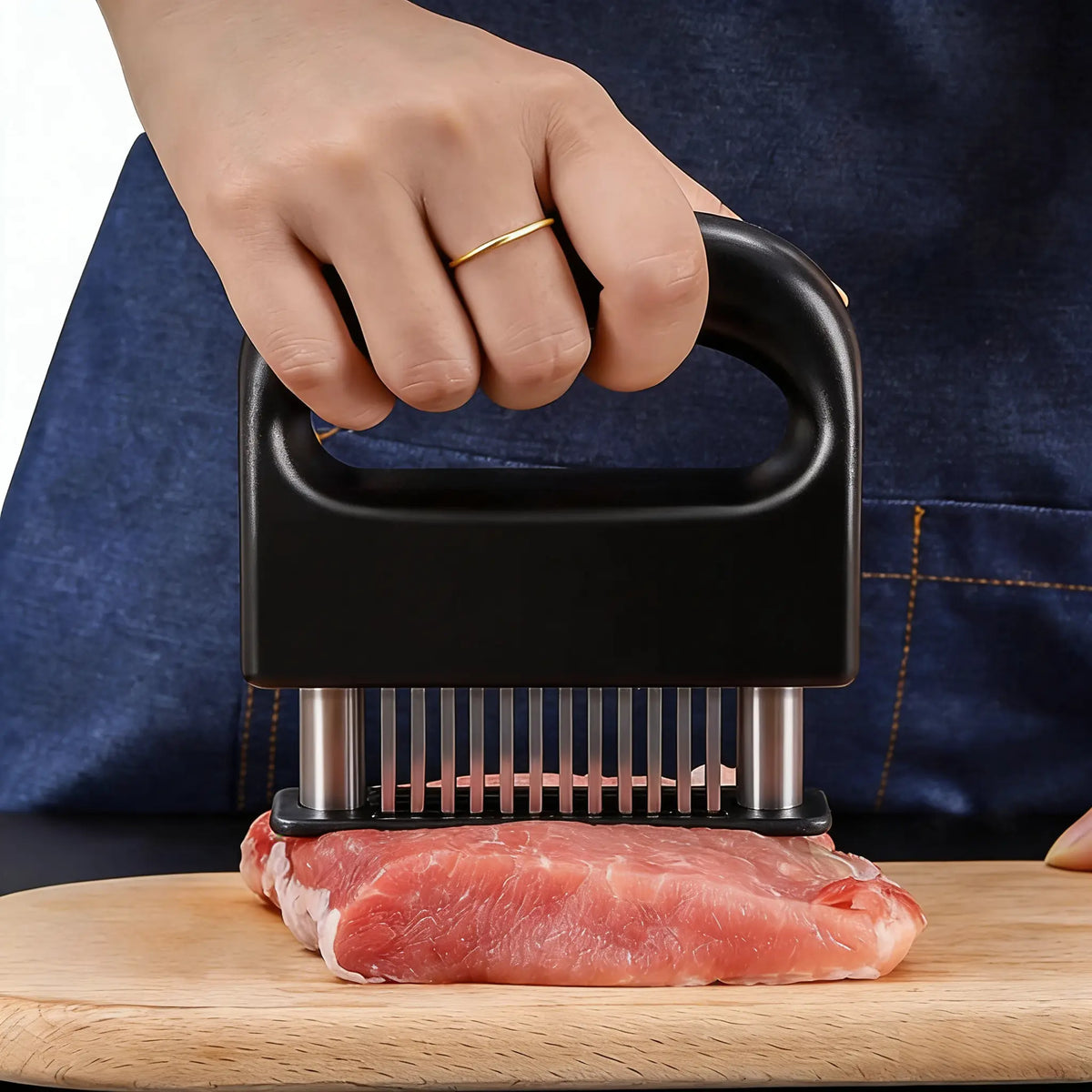 Heavy-Duty Meat Tenderizer Utensil with 48 Ultra-Sharp Stainless Steel Blades for Chicken, Steak, Veal - BBQ Kitchen Gadget for Tenderizing Meat, Utensils, Tenderizes Meat
