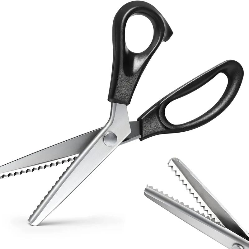 Stainless Steel Zig Zag Pinking Shears, Sharp Serrated Sewing Scissors for DIY Crafts & Dressmaking