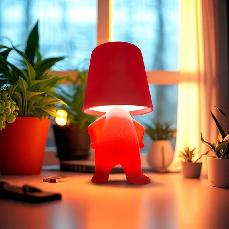 Touch Control Thinker Statue Table Lamp, 3-Way Dimmable LED Bedside Light with USB Port, Modern Bedroom & Home Decor